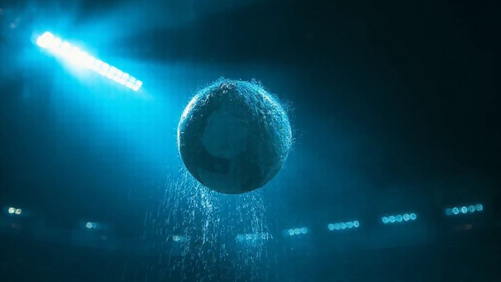 A ball suspended inside a glowing ring of light