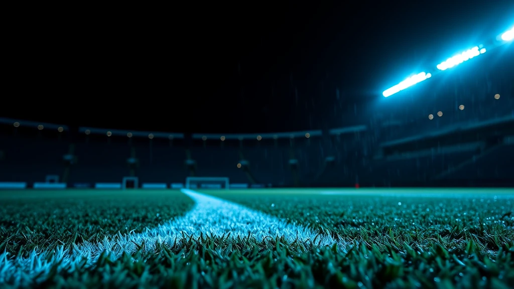 Fresh white line paint on wet grass
