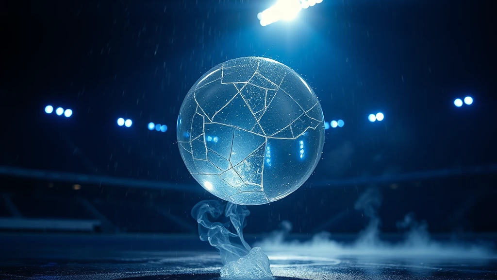 A cracked crystal ball on a wet dark floor