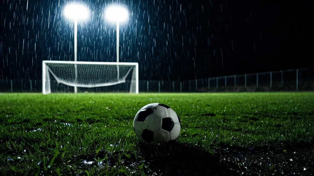 A ball on the penalty spot in close-up
