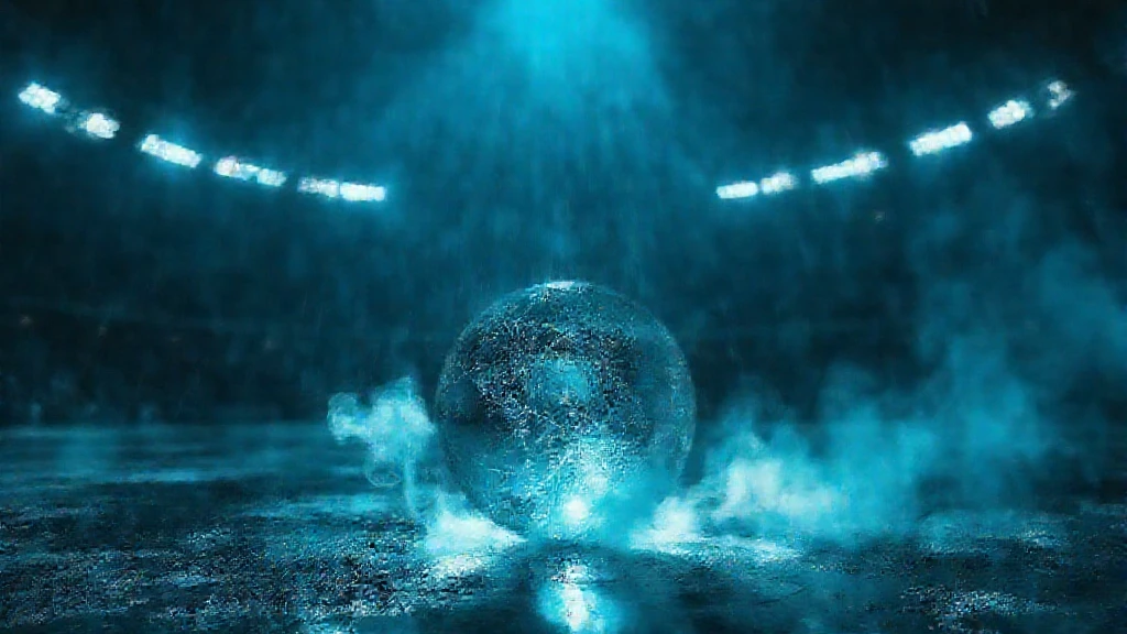 A cracked crystal ball on a wet dark floor
