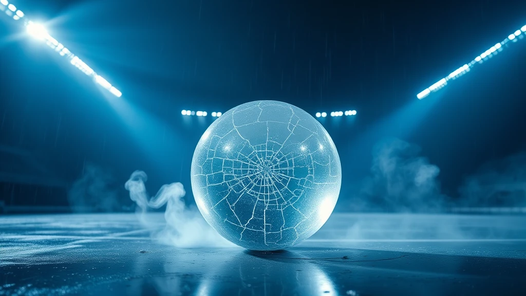 A cracked crystal ball on a wet dark floor