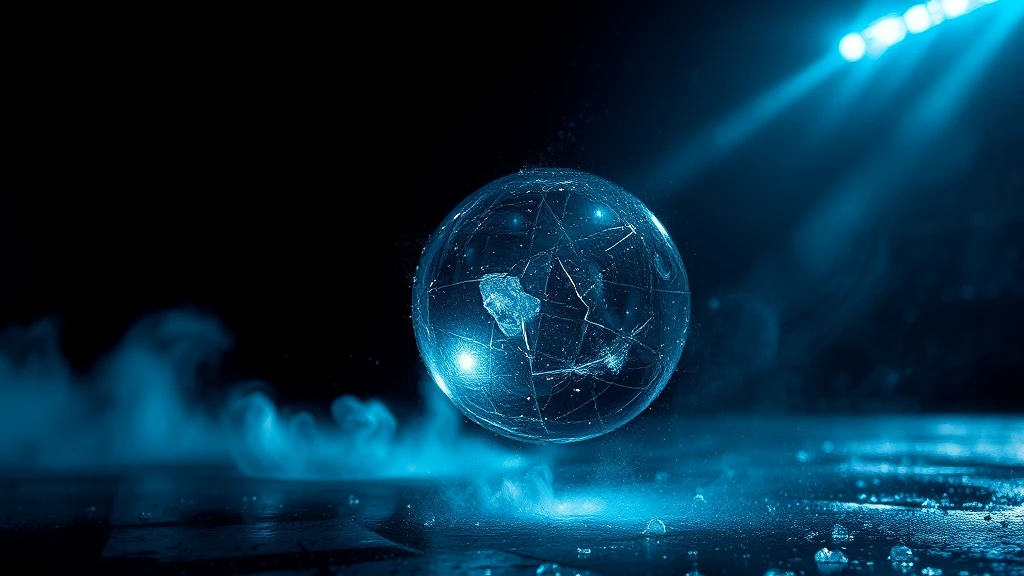 A cracked crystal ball on a wet dark floor